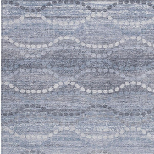 HomeRoots 10' Ogee Area Rug in Blue & Ivory - Washable, Stain-Resistant, Ideal for Indoor/Outdoor Use! 629658