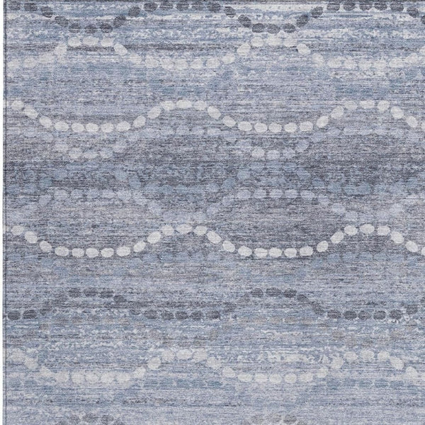 HomeRoots 10' Ogee Area Rug in Blue & Ivory - Washable, Stain-Resistant, Ideal for Indoor/Outdoor Use! 629658