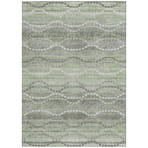 HomeRoots 5' Ogee Green and Ivory Washable Area Rug - Durable Indoor Outdoor Design for High-Traffic Spaces 629660