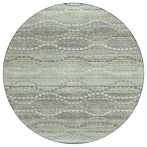 HomeRoots 8' Green And Ivory Round Ogee Washable Rug – Stylish, Durable & Versatile for Indoor/Outdoor Spaces! 629661