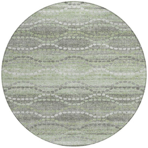 HomeRoots 8' Green And Ivory Round Ogee Washable Rug – Stylish, Durable & Versatile for Indoor/Outdoor Spaces! 629661