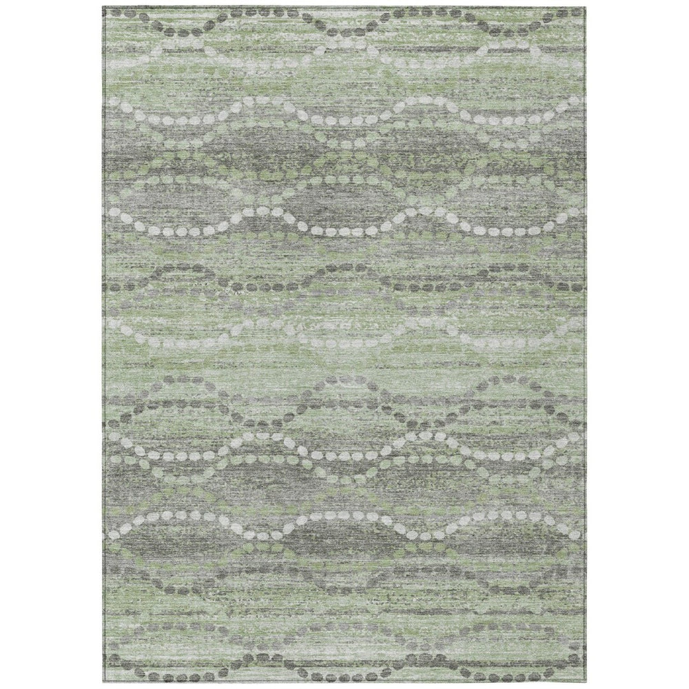 HomeRoots 9' X 12' Green and Ivory Ogee Area Rug - Durable, Washable, Stylish for Indoor and Outdoor Spaces 629663
