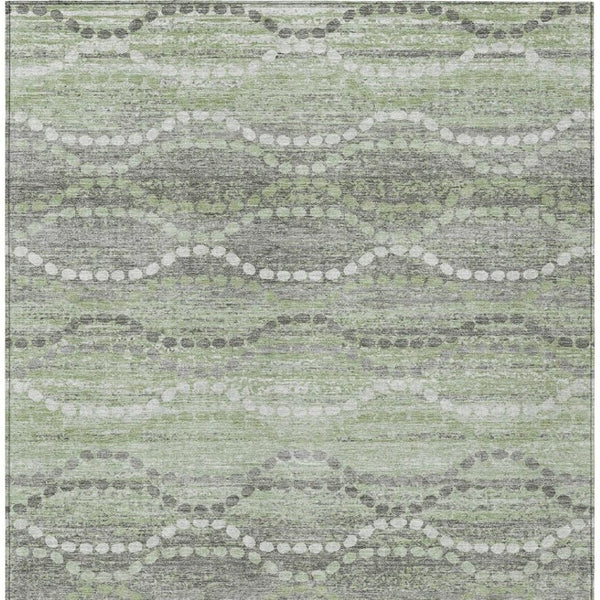 HomeRoots 10' Ogee Indoor/Outdoor Area Rug - Stylish Green & Ivory Design, Machine Washable & Stain-Resistant 629664