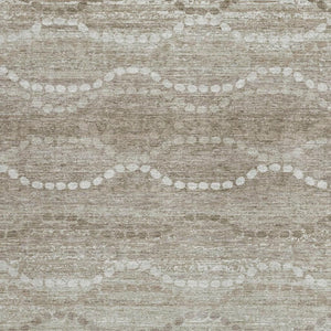HomeRoots 5' Khaki and Ivory Ogee Area Rug - Stylish, Washable, Durable Indoor/Outdoor Rug for High Traffic Areas 629666