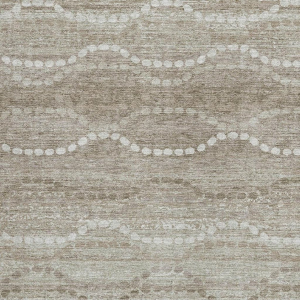 HomeRoots 8' X 10' Durable Khaki and Ivory Ogee Indoor-Outdoor Area Rug – Washable, Stain-Resistant Design! 629668
