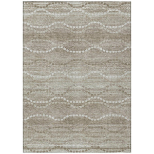 HomeRoots 8' X 10' Durable Khaki and Ivory Ogee Indoor-Outdoor Area Rug – Washable, Stain-Resistant Design! 629668