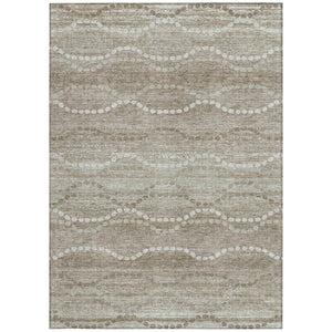 HomeRoots 8' X 10' Durable Khaki and Ivory Ogee Indoor-Outdoor Area Rug – Washable, Stain-Resistant Design! 629668