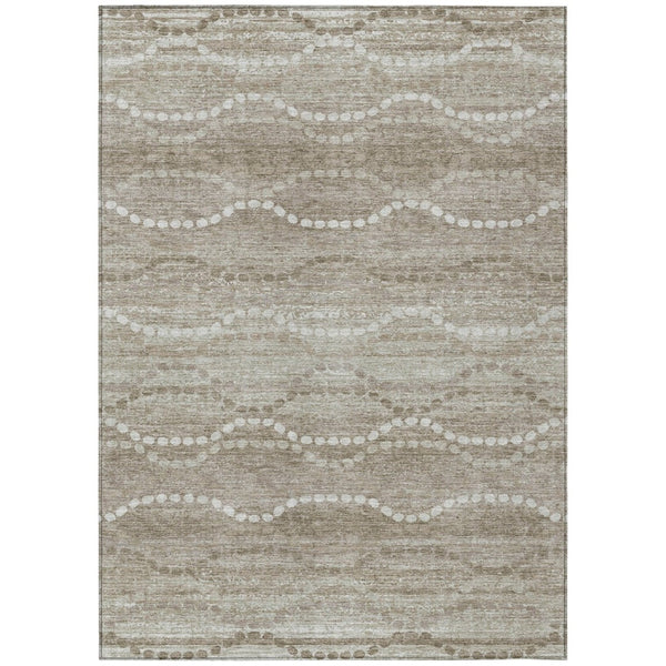 HomeRoots 9' X 12' Khaki & Ivory Ogee Area Rug - Durable, Washable Design for Indoor & Outdoor Spaces 629669