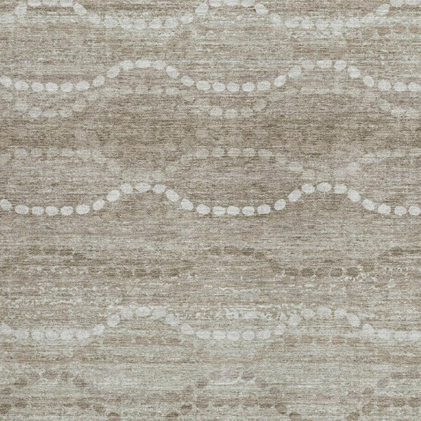 HomeRoots 9' X 12' Khaki & Ivory Ogee Area Rug - Durable, Washable Design for Indoor & Outdoor Spaces 629669