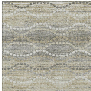 HomeRoots 5' Ogee Area Rug in Pewter and Ivory - Durable, Washable, Indoor/Outdoor Mat for Any Space 629672