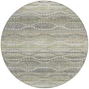 HomeRoots 8' Stylish Pewter and Ivory Round Ogee Rug – Durable, Machine Washable for Indoor & Outdoor Use! 629673