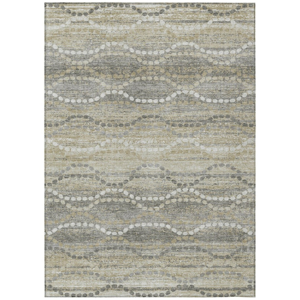 HomeRoots 8' X 10' Stylish Pewter & Ivory Ogee Washable Area Rug – Perfect for Indoor & Outdoor Spaces! 629674