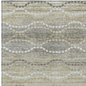 HomeRoots 8' X 10' Stylish Pewter & Ivory Ogee Washable Area Rug – Perfect for Indoor & Outdoor Spaces! 629674