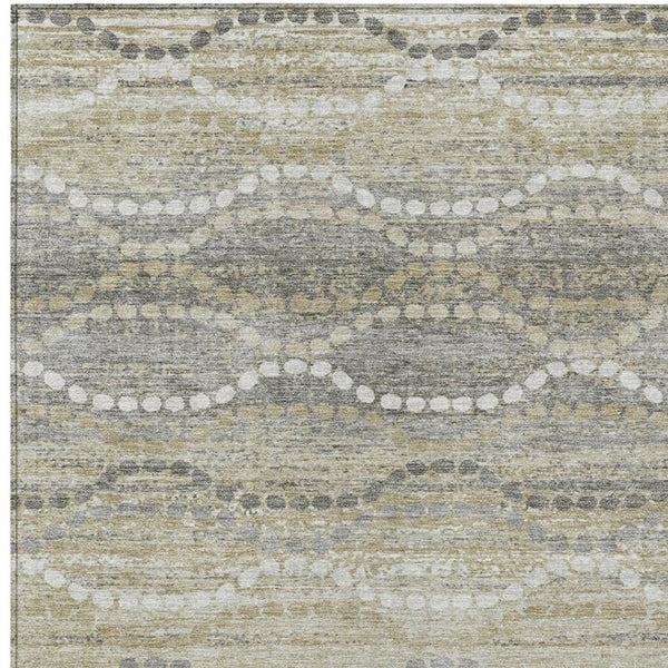 HomeRoots 8' X 10' Stylish Pewter & Ivory Ogee Washable Area Rug – Perfect for Indoor & Outdoor Spaces! 629674