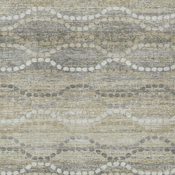 HomeRoots 9' Ogee Washable Area Rug in Pewter & Ivory - Versatile Indoor/Outdoor Design for High Traffic Spaces 629675