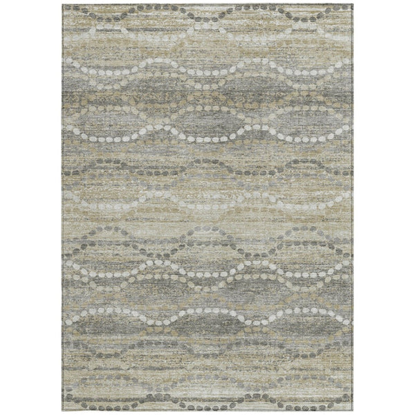 HomeRoots 10' Ogee Washable Indoor Outdoor Area Rug in Pewter & Ivory - Durable, Stylish, and Easy Care Solution 629676
