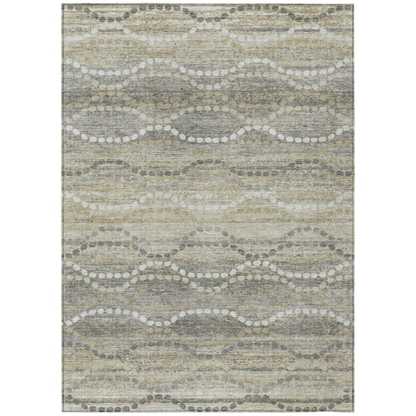 HomeRoots 10' Ogee Washable Indoor Outdoor Area Rug in Pewter & Ivory - Durable, Stylish, and Easy Care Solution 629676