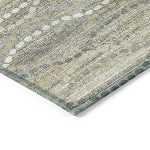 HomeRoots 10' Ogee Washable Indoor Outdoor Area Rug in Pewter & Ivory - Durable, Stylish, and Easy Care Solution 629676