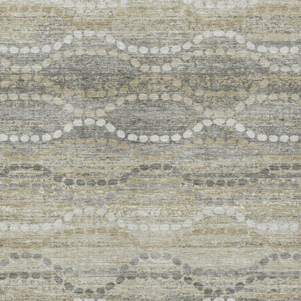 HomeRoots 10' Ogee Washable Indoor Outdoor Area Rug in Pewter & Ivory - Durable, Stylish, and Easy Care Solution 629676