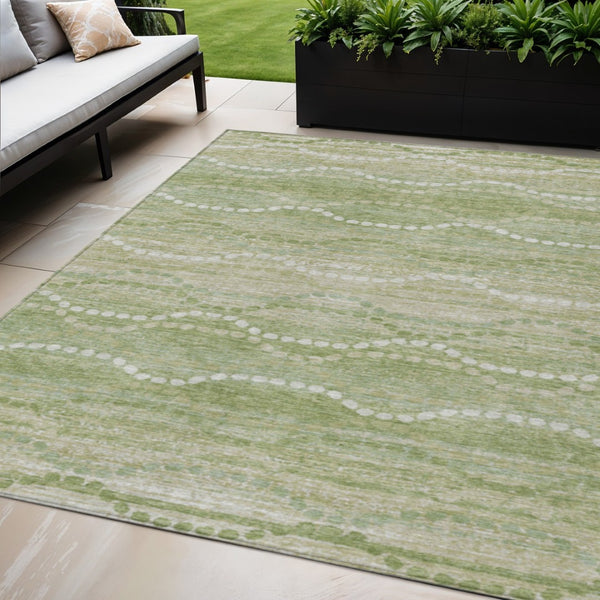 HomeRoots 5' X 8' Sage and Ivory Ogee Area Rug – Durable, Washable, Indoor-Outdoor Elegance for High-Traffic Spaces 629678