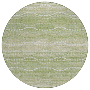 HomeRoots 8' Sage and Ivory Round Area Rug - Stylish Ogee Design, Washable, Durable for Indoor & Outdoor Use 629679