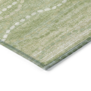 HomeRoots 8' Sage and Ivory Round Area Rug - Stylish Ogee Design, Washable, Durable for Indoor & Outdoor Use 629679