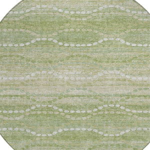 HomeRoots 8' Sage and Ivory Round Area Rug - Stylish Ogee Design, Washable, Durable for Indoor & Outdoor Use 629679