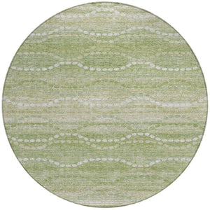 HomeRoots 8' Sage and Ivory Round Area Rug - Stylish Ogee Design, Washable, Durable for Indoor & Outdoor Use 629679
