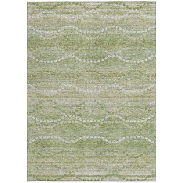 HomeRoots 8' X 10' Sage and Ivory Ogee Area Rug - Stylish, Durable, Washable Design for Indoor & Outdoor Spaces 629680