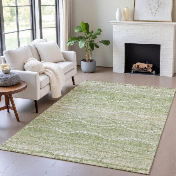 HomeRoots 8' X 10' Sage and Ivory Ogee Area Rug - Stylish, Durable, Washable Design for Indoor & Outdoor Spaces 629680