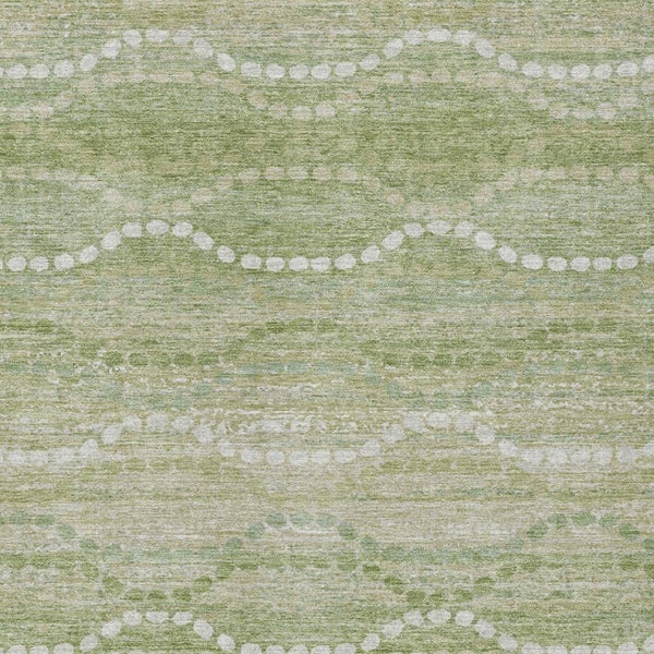 HomeRoots 9' X 12' Sage Ogee Area Rug - Washable, Durable, Indoor/Outdoor Design for High-Traffic Spaces 629681