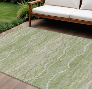 HomeRoots 9' X 12' Sage Ogee Area Rug - Washable, Durable, Indoor/Outdoor Design for High-Traffic Spaces 629681