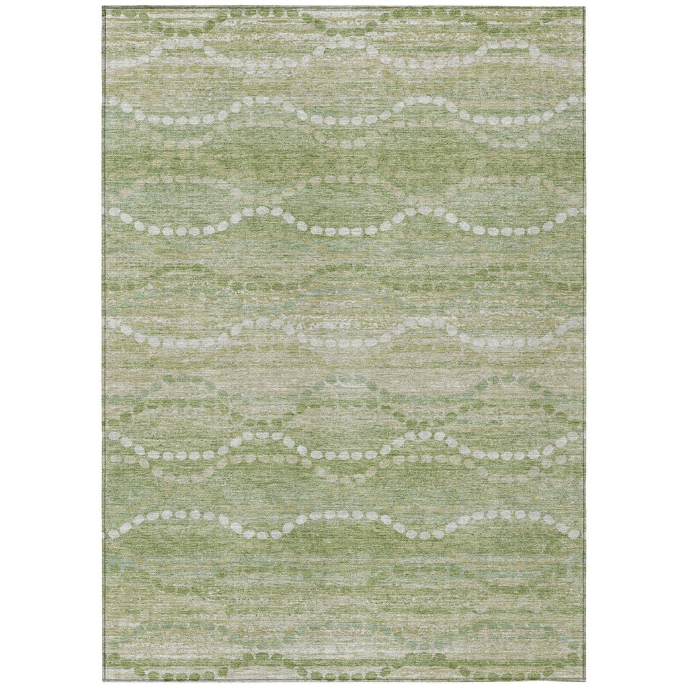 HomeRoots 9' X 12' Sage Ogee Area Rug - Washable, Durable, Indoor/Outdoor Design for High-Traffic Spaces 629681