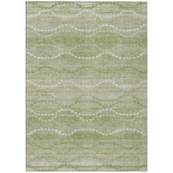 HomeRoots 10' Sage and Ivory Ogee Area Rug - Washable, Heavy-Duty Design for Indoor & Outdoor Durability 629682