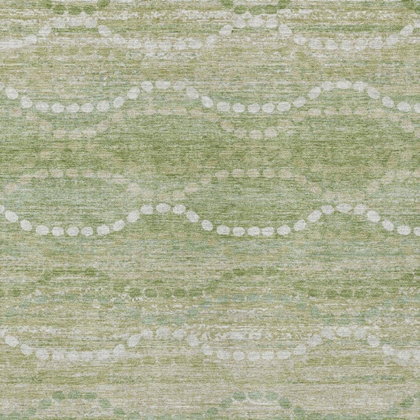 HomeRoots 10' Sage and Ivory Ogee Area Rug - Washable, Heavy-Duty Design for Indoor & Outdoor Durability 629682