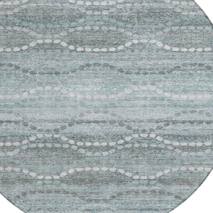 HomeRoots 8' Teal Blue Ogee Round Area Rug – Stylish, Machine Washable Design for Indoor & Outdoor Spaces! 629685