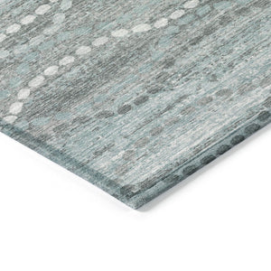 HomeRoots 8' Teal Blue Ogee Round Area Rug – Stylish, Machine Washable Design for Indoor & Outdoor Spaces! 629685