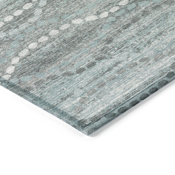 HomeRoots 8' Teal Blue Ogee Round Area Rug – Stylish, Machine Washable Design for Indoor & Outdoor Spaces! 629685