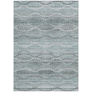 HomeRoots 8' X 10' Stylish Teal Blue & Ivory Ogee Rug – Washable, Durable, Perfect for Indoor & Outdoor Spaces! 629686