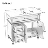 English Elm 36" Bathroom Vanity With Sink, Black Bathroom Cabinet With Drawers, Solid Frame and Mdf Board, One Package