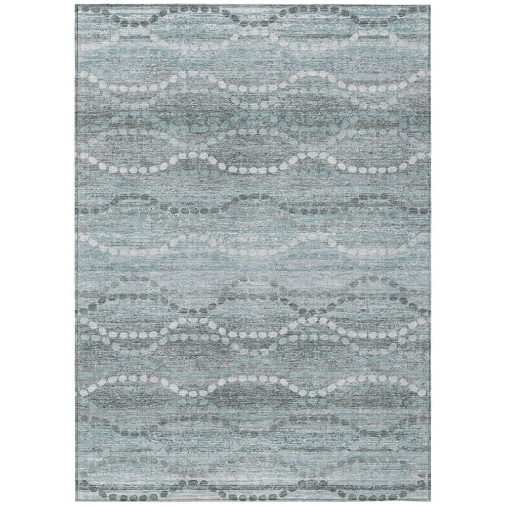 HomeRoots 9' Indoor Outdoor Teal Blue & Ivory Ogee Area Rug – Washable, Durable, Stylish for Every Space! 629687