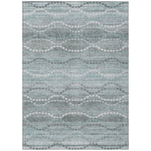 HomeRoots 9' Indoor Outdoor Teal Blue & Ivory Ogee Area Rug – Washable, Durable, Stylish for Every Space! 629687