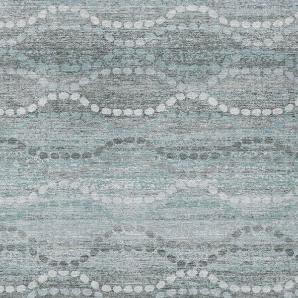 HomeRoots 9' Indoor Outdoor Teal Blue & Ivory Ogee Area Rug – Washable, Durable, Stylish for Every Space! 629687
