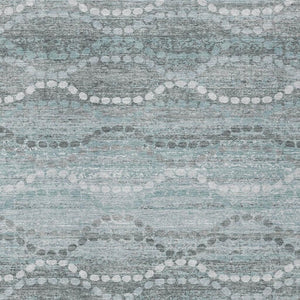 HomeRoots 10' Teal Blue & Ivory Ogee Area Rug - Washable, Stain-Resistant, Perfect for Indoor & Outdoor Use! 629688