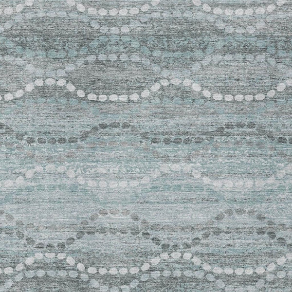HomeRoots 10' Teal Blue & Ivory Ogee Area Rug - Washable, Stain-Resistant, Perfect for Indoor & Outdoor Use! 629688