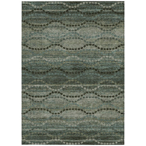 HomeRoots 5' Ogee Area Rug in Artichoke Green & Gray - Washable, Durable, Perfect for Indoor & Outdoor Spaces 629690