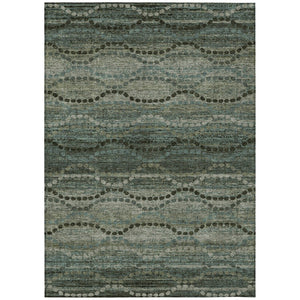 HomeRoots 5' Ogee Area Rug in Artichoke Green & Gray - Washable, Durable, Perfect for Indoor & Outdoor Spaces 629690