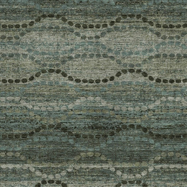 HomeRoots 5' Ogee Area Rug in Artichoke Green & Gray - Washable, Durable, Perfect for Indoor & Outdoor Spaces 629690