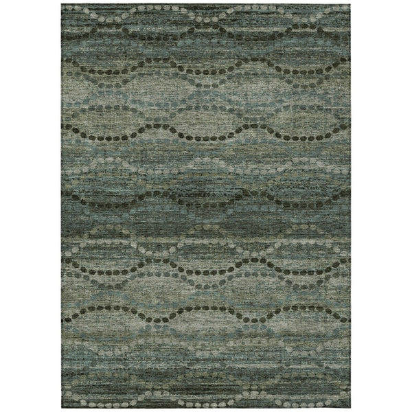 HomeRoots 8' X 10' Artichoke Green and Gray Ogee Area Rug - Durable, Washable, Stylish for Indoor & Outdoor Use 629692