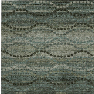 HomeRoots 8' X 10' Artichoke Green and Gray Ogee Area Rug - Durable, Washable, Stylish for Indoor & Outdoor Use 629692